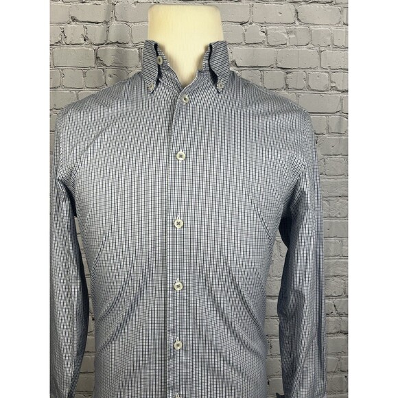 Charles Tyrwhitt Mens Dress Shirt 14 1/2-33 Slim Fit Blue,White Check Non-Iron - Picture 1 of 7